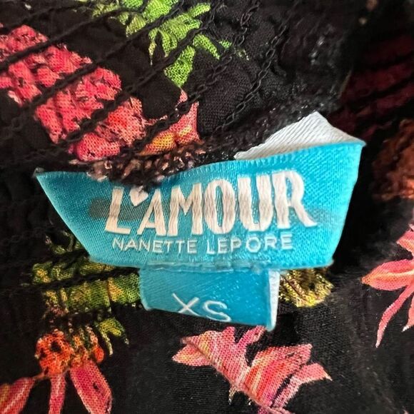 L’Amour Nanette Lepore black pineapple pants stretch elastic waist size XS - Picture 2 of 6